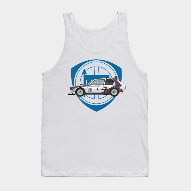 Lancia Delta Rally Martini Racing Illustration Tank Top by Burro Wheel